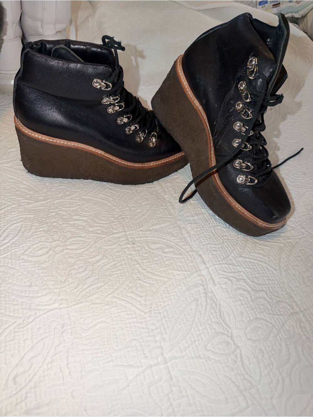 Black Platform Lace-Up Women's Ankle Boots